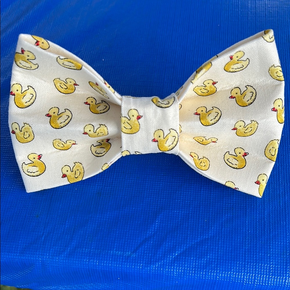 Yellow Duck Print Doggie Bow, or Bow Tie